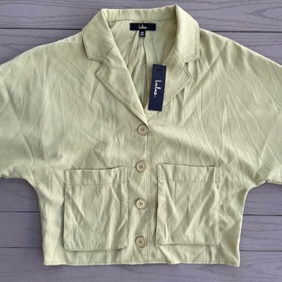 Lulu's NWT Safari Light Green Oversized Button-Up Top XS - Picture 4 of 10
